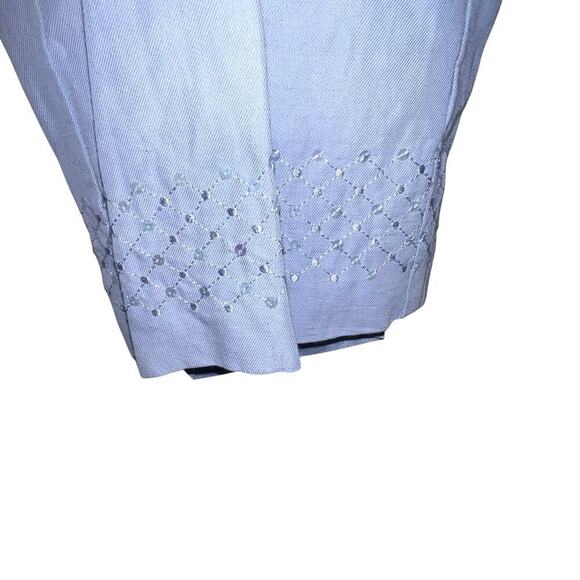 Sigrid Olsen ladies 6 linen viscose embroidered sequin hem office dress pants - Picture 8 of 12